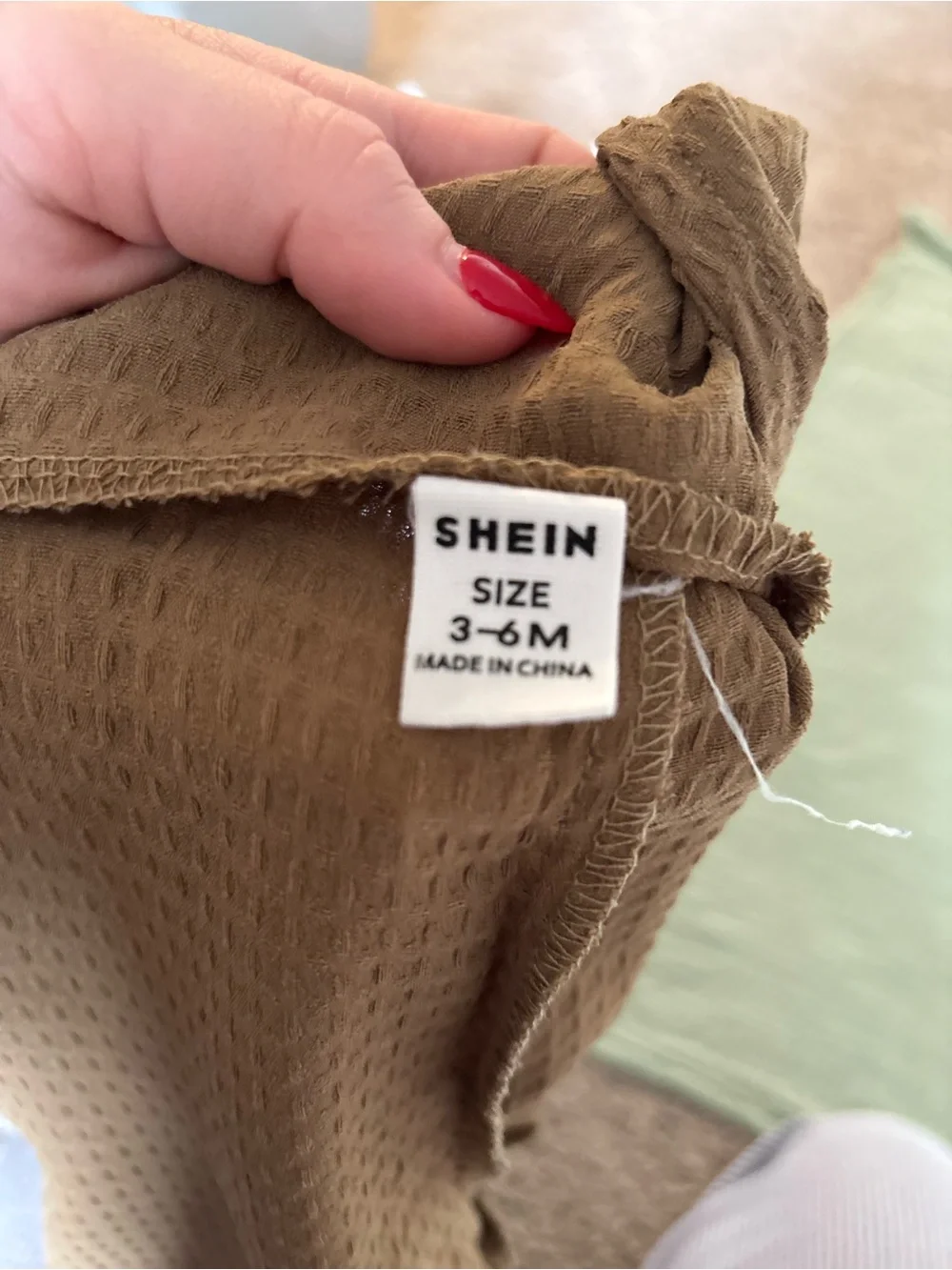 SHEIN Rust Brown Baby Overall Dress with Button Straps